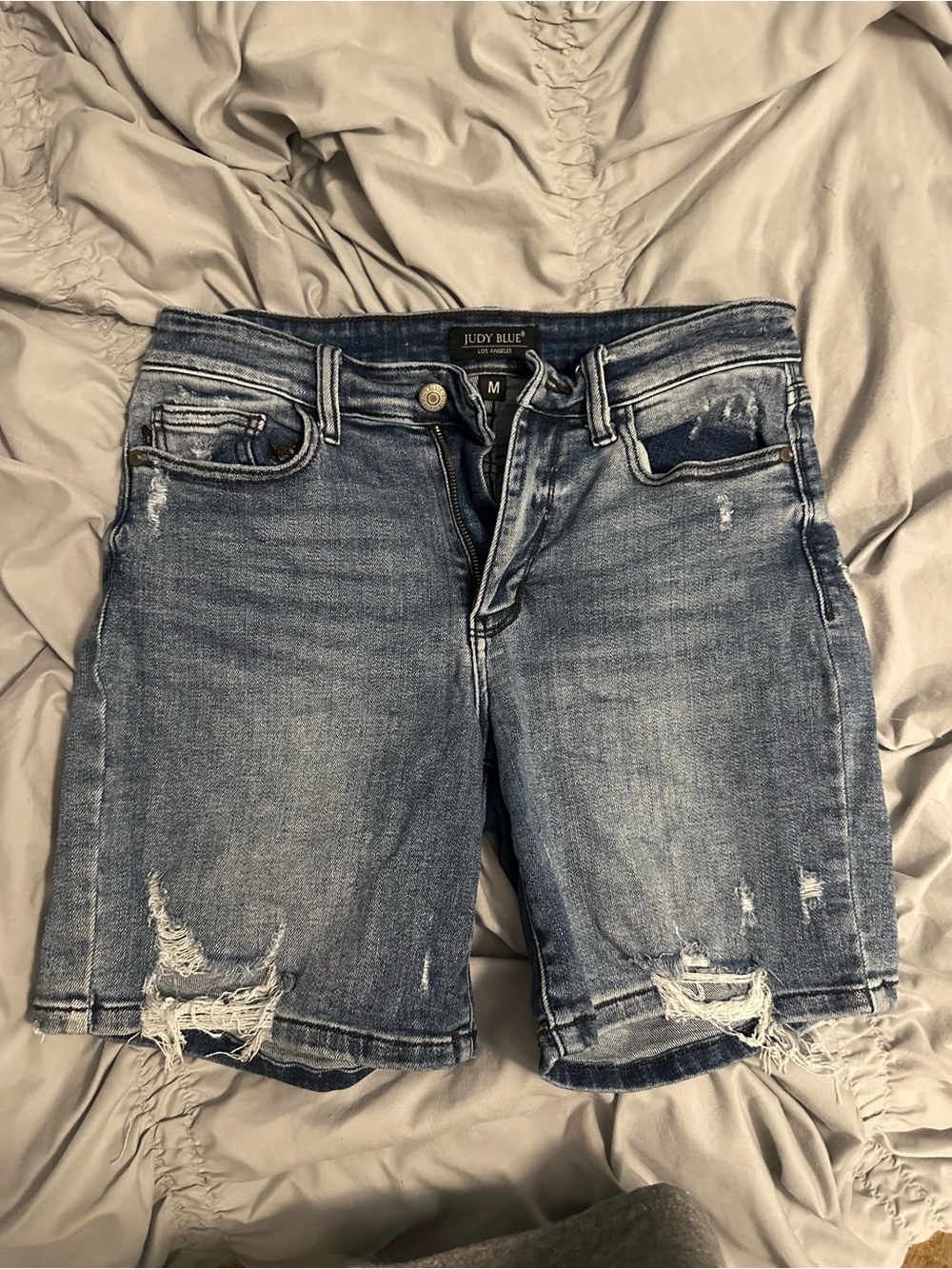 Judy Blue Light Blue Distressed Denim Shorts